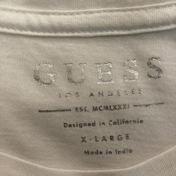 NEW GUESS WOMEN'S WHITE BEADED SHORT SLEEVE ROUND NECK PULLOVER T-SHIRT SIZE XL - Picture 9 of 13